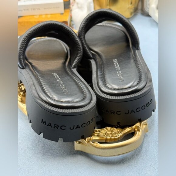🆕 MARC JACOBS 🧿 NWOB The Lug Sole Slide, Black Leather - Sz 39 US 9 - Picture 8 of 13